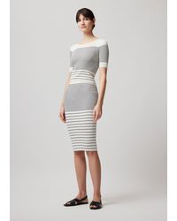 ATM - Silk Cotton Blend Mixed Stripe Midi Skirt - Lyst
