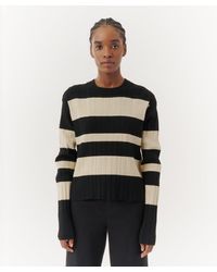 ATM - Viscose Varigated Striped Long Sleeve Sweater - Lyst