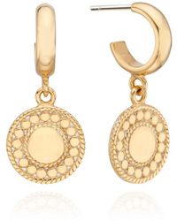 Anna Beck Dotted And Smooth Charm Hoop Earrings - Metallic