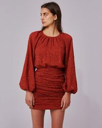 C/meo Collective Copper Balloon Sleeve Mini Dress - Red