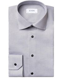 Eton Textured Slim Fit Twill Shirt - Pink