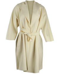 Max Mara Maxmara Vik 3/4 Sleeve Hooded Coat - Yellow