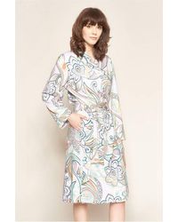 Nouveau retro longtunika Mini-robe paisley prints trompetenarm 32 34 Melrose 322743 