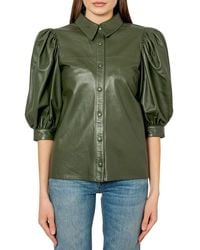 Custommade• Ruffled Leather Shirt - Green
