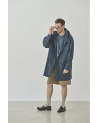 Still By Hand Hooded Bd Coat | Slate - Blue
