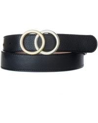 Brave Leather Otir Double Ring Buckle Belt | - Black