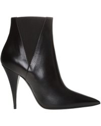Saint Laurent Leather Lou 70 Pin Zip Ankle Boots - Women in Black 