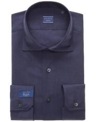 Xacus Travel Shirt In Merino Wool - Blue