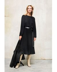 Luisa Cerano Midi Plisse Dress - Black
