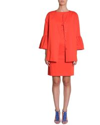 Boutique Moschino Stretch Satin Coat With Flounced Sleeve - Red