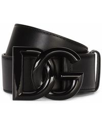 Dolce & Gabbana Dg Logo-buckle Leather Belt in White - Save 36% - Lyst