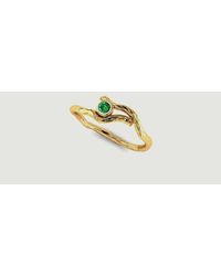 Ines De La Fressange Paris Bois De Santal Ring With Emerald Sapphire Or Jaune Paris - Metallic