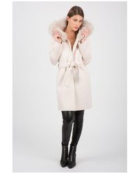 Max & Moi Women's Limited Edition Belted Cream Fur Coat - Natural