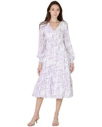 Lucy Paris Azalea Floral Dress In Lavender Floral - White