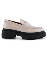 Shoe The Bear Iona Saddle Leather Loafer - Croco - White