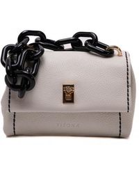 Plinio Visona' 'bag With Cream Resin Handle - White