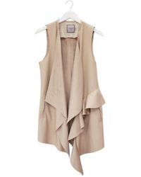 Urbancode Cashew Faux Leather Waterfall Gilet - Natural