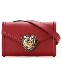 Dolce & Gabbana Devotion Fanny Pack In Plain Calfskin - Red