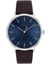 Save 2% Calvin Klein Leather Even Watch in Metallic for Men Mens Accessories Watches 