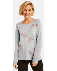 Gerry Weber Sweater With Floral Embroidery - Gray