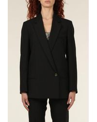 Covert Double-breasted Fake Jacket With Low Pocket - Black