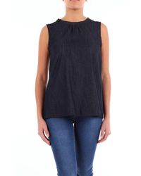Max Mara Dark Jeans Sleeveless Top - Blue