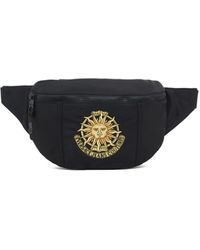 Versace Jeans Couture Sling Bag With Embroidered Logo Detail - Black