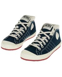 Mens Shoes Trainers High-top trainers DIESEL High-top Sneakers In Reverse Denim in White for Men 
