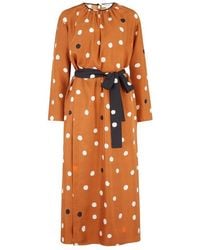 painted spots midi slip skirt