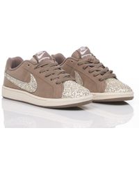 nike beige with gold swoosh suede cortez se trainers