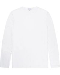 Sunspel Long Sleeve Crew Neck T-shirt - White