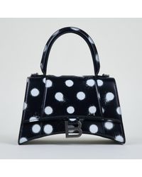 Balenciaga Hourglass Top Handle Polka Dot Black Cross Body Bag
