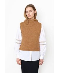 Second Female Omella Knit Hoodie Vest - Apple Cinnamon - Brown