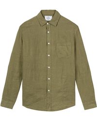 Portuguese Flannel Linen Shirt Olive - Green