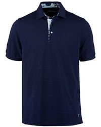 Stenströms Navy Contrast Trim Cotton Piquet Polo Shirt 4400712468180 - Blue