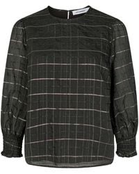 co'couture Cocouture Luu Checked Smock Blouse - Black