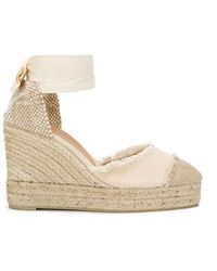 white canvas wedge sandals