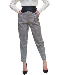 Twin Set Wool Wool Mixed Trousers Wales With Twinset Belt - Black