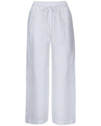120% Lino Drawstring Cropped Trouser - White