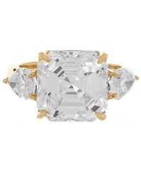 Fantasia by Deserio Square Cut With Pear Side Stones Ring - Metallic