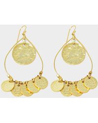 Ashiana London Teardrop Hammered Coin Earrings | Gold - Metallic