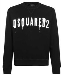Mens Activewear Black Save 4% gym and workout clothes DSquared² Activewear DSquared² Logo-print Cotton Hoodie in Nero gym and workout clothes for Men 
