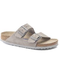 Birkenstock - Arizona Soft Footbed Suede Leather Sandals - Stone Coin - Lyst
