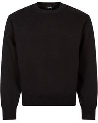 Stussy Bent Crown Sweater Black Cotton Knitted Sweater With Back Crown ...