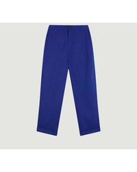 Leon & Harper Pol Plain Trousers Leon - Blue