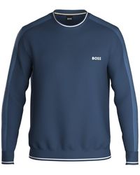 BOSS by HUGO BOSS Boss - Cotton-blend Regular-fit Sweatshirt With Embroidered Logo - Blue
