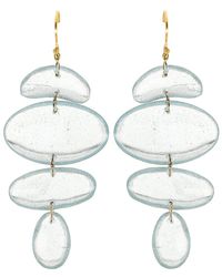 Ten Thousand Things Aquamarine Oval Totem Earrings - White