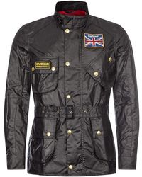 Barbour Cotton Union Jack International Wax Jacket in Black for Men | Lyst