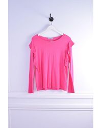 Repeat Cashmere Frill Trim Long Sleeve Knit - Pink