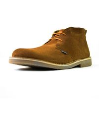 LAMBRETTA BRIGHTON MENS LACE UP CASUAL BEIGE SUEDE LEATHER DESERT ANKLE BOOTS 